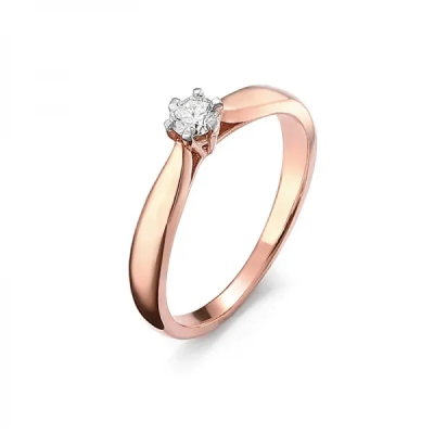 Zásnubný diamantový prsteň z ružového zlata 0.17 ct