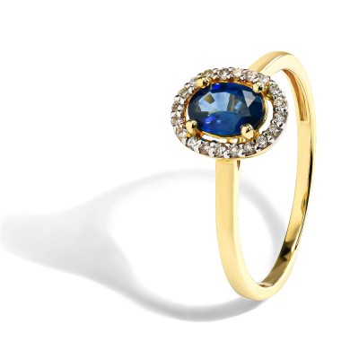 Diamantový prsteň zo žltého zlata so Zafírom
