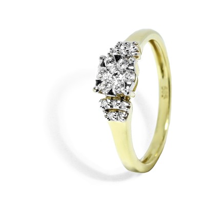 Elegantný prsteň zo zlata s diamantami 0.21 ct