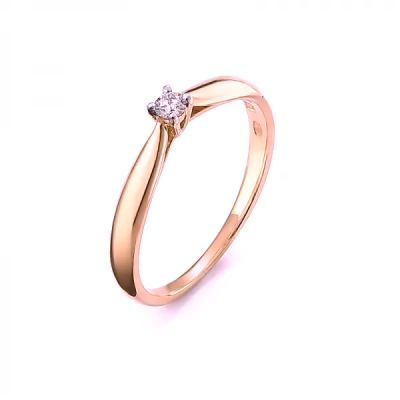 Zásnubný diamantový prsteň z ružového zlata 0.10 ct