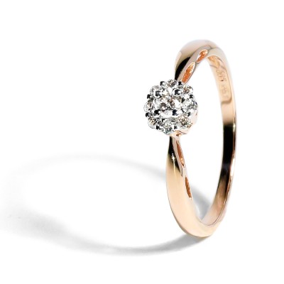 Elegantný diamantový prsteň  z ružového zlata 0.16 ct
