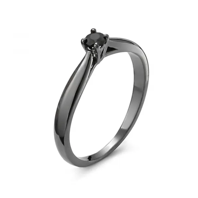 Zlatý prsteň s rutheniom a čiernym diamantom 0.11 ct
