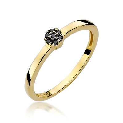 Prsteň zo žltého zlata s čiernymi diamantami 0.04 ct