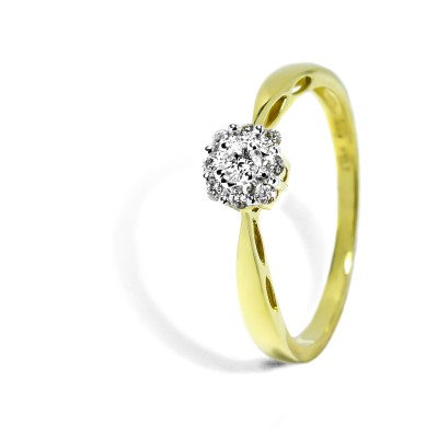 Elegantný diamantový prsteň zo zlata 0.16 ct