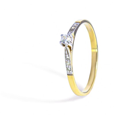 Zlatý zásnubný prstienok s diamantmi 0.09 ct