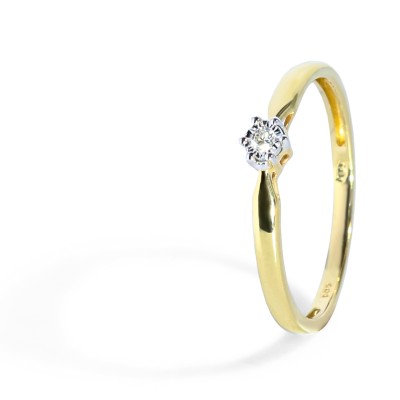 Romantický zlatý prsteň s diamantom 0.02 ct