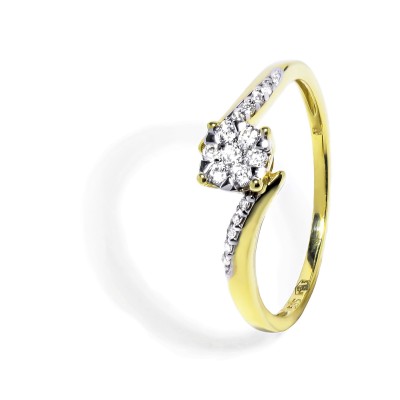 Výnimočný diamantový prsteň zo žltého zlata 0.20 ct