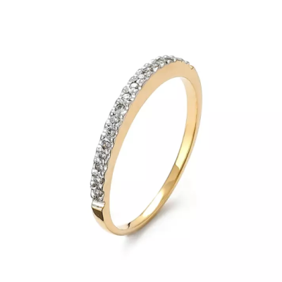 Diamantový výročný prsteň v žltom zlate 0.12 ct