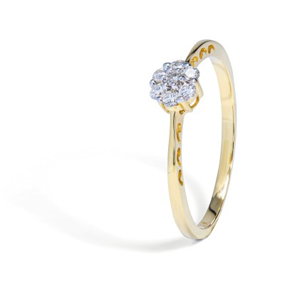 Žiarivý diamantový prsteň zo žltého zlata 0.15 ct
