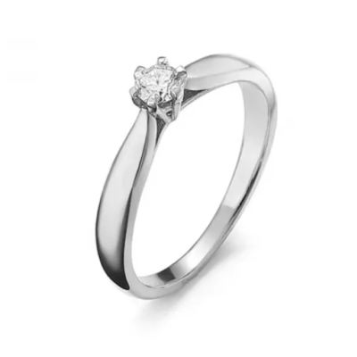 Zásnubný diamantový prsteň z bieleho zlata 0.14 ct