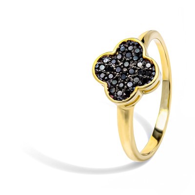 Zlatý prsteň s čiernymi diamantami 0.21 ct