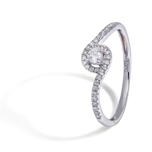 Elegantný diamantový prsteň z bieleho zlata 0.20 ct