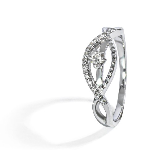 Zaujímavý diamantový prsteň z bieleho zlata 0.168 ct