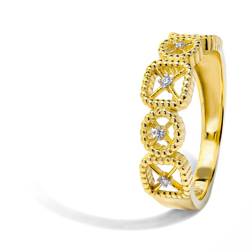 Diamantový prsteň zo žltého zlata 0.03 ct