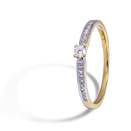 Zásnubný diamantový prsteň zo žltého zlata 0.16 ct