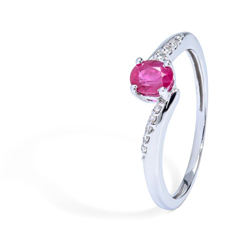Elegantný diamantový prsteň s Rubínom