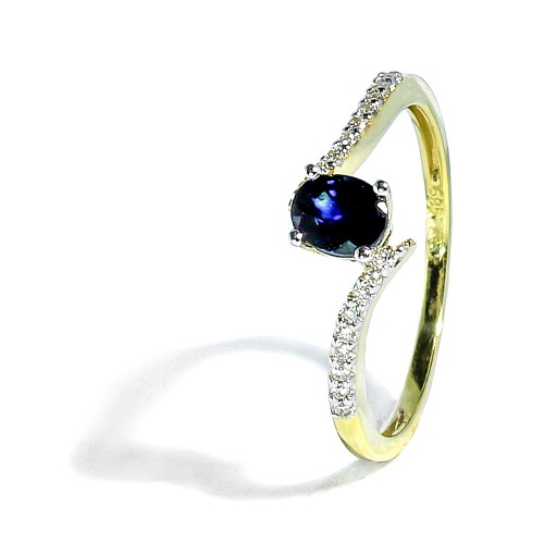 Elegantný diamantový prsteň so Zafírom