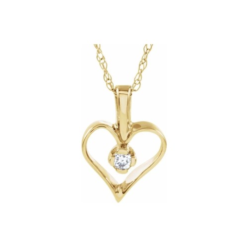 Náhrdelník so srdcom zo žltého zlata s diamantom 0.03 ct