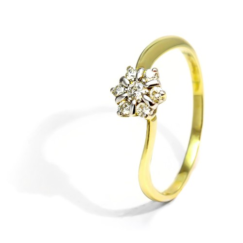 Jedinečný prsteň s diamantmi osadenými v tvare kvetiny 0.22 ct