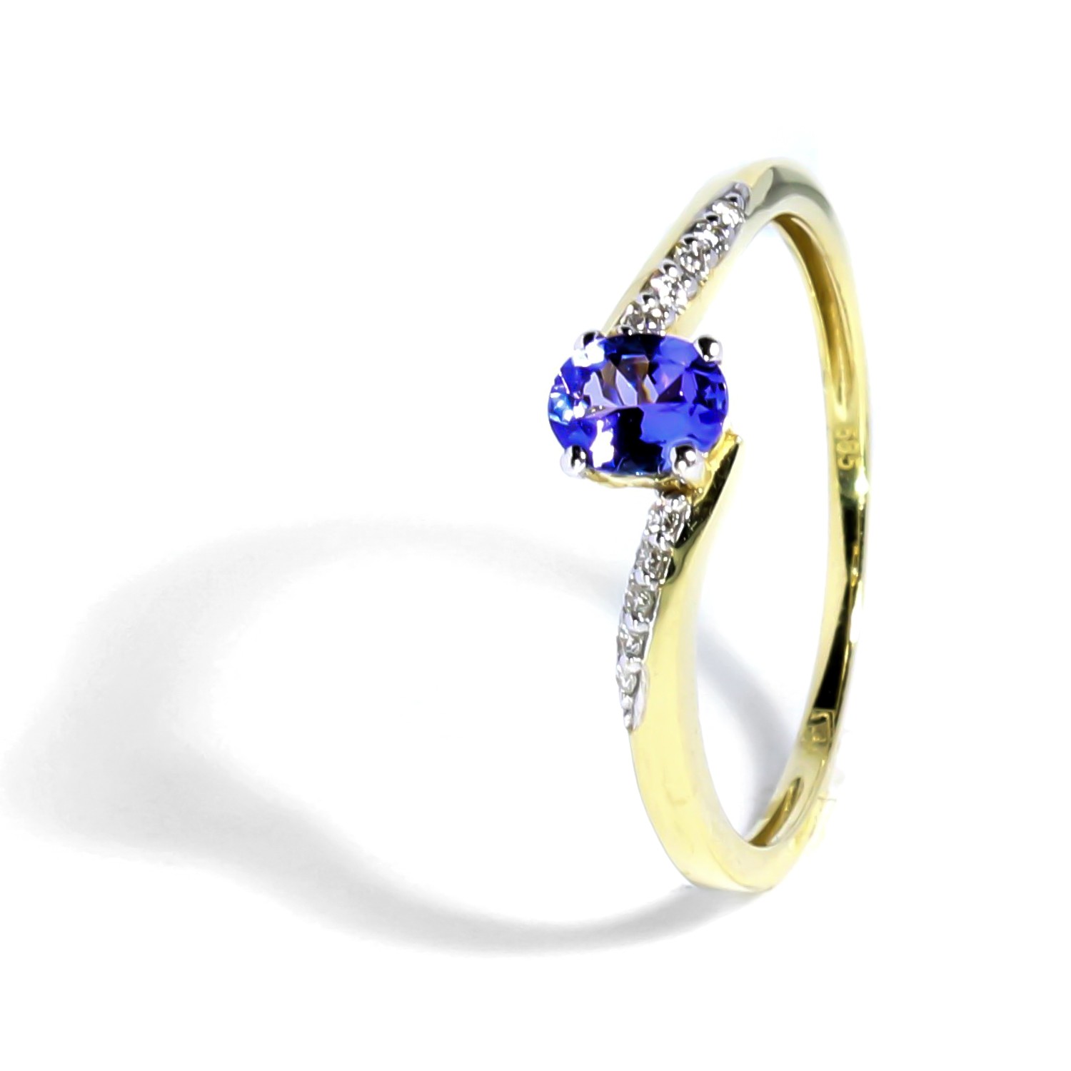 Zlatý prsteň s Tanzanitom a diamantmi