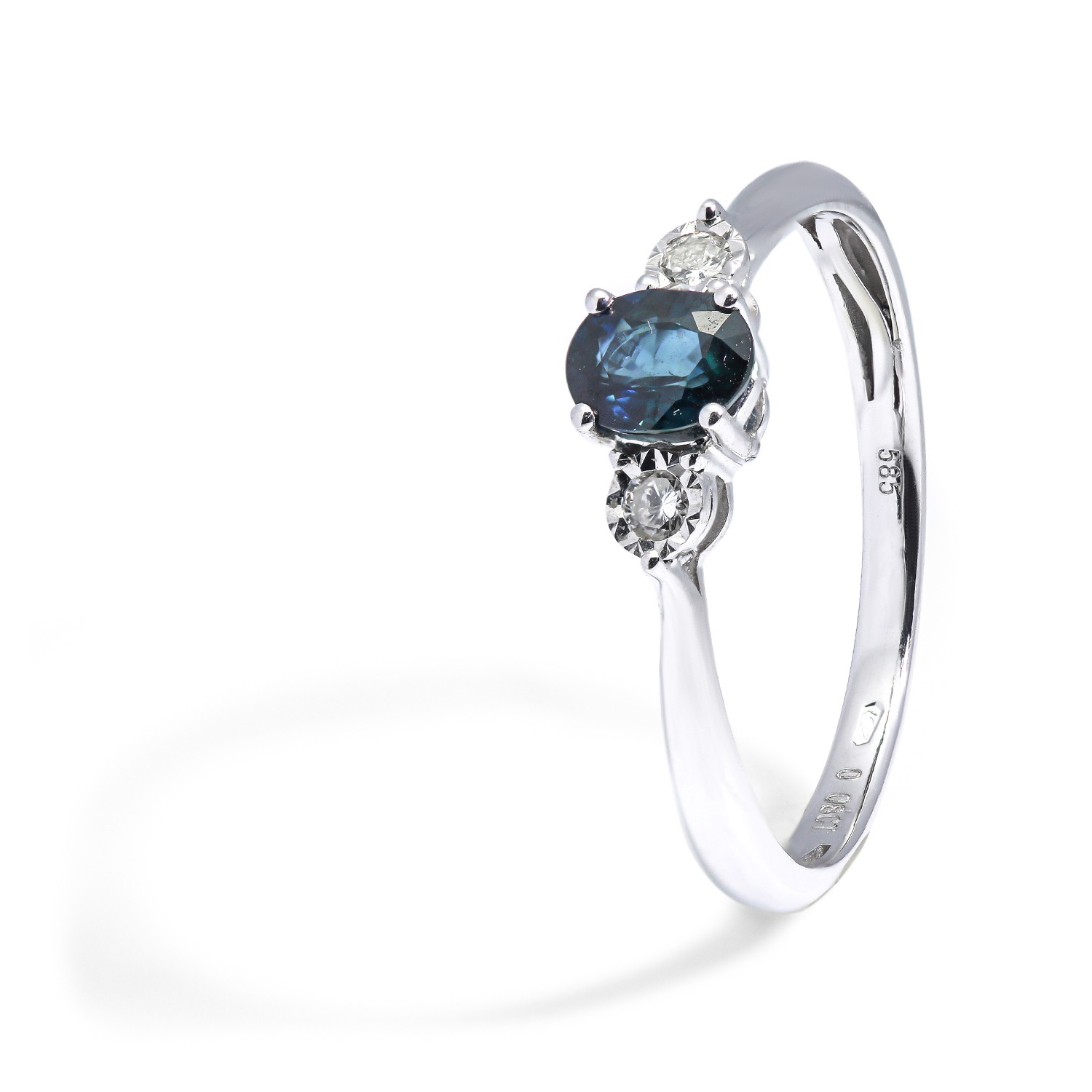 Elegantný diamantový prsteň s prírodným Zafírom
