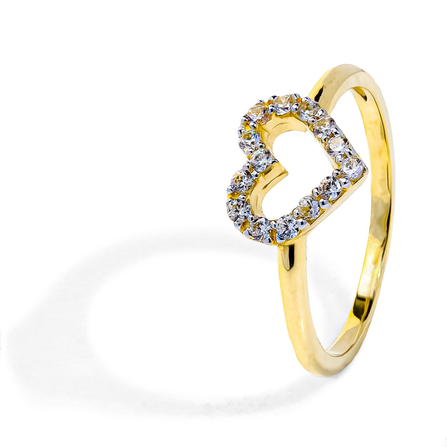 Zlatý diamantový prsteň srdce 0.19 ct