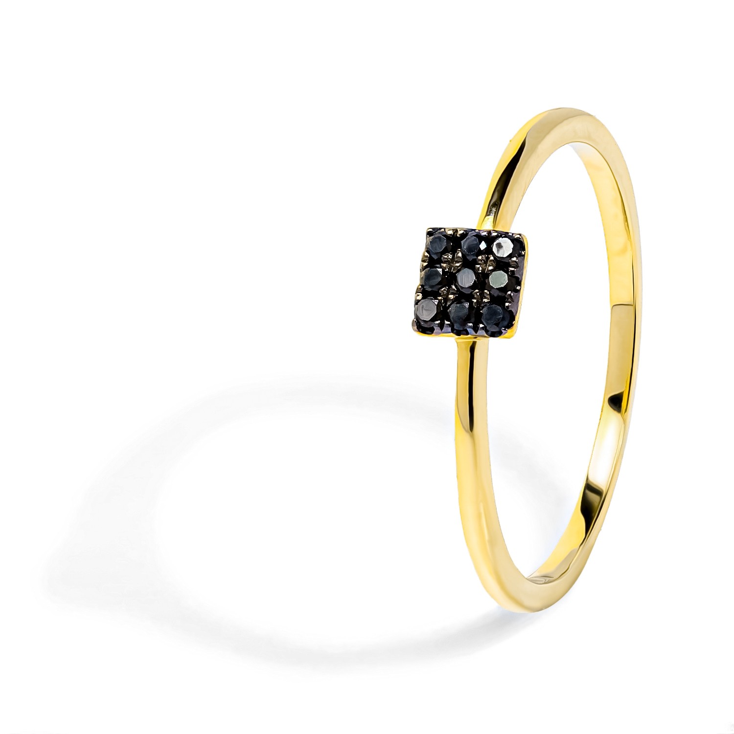 Zlatý prsteň čierne diamanty 0.06 ct