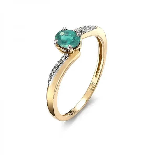 Zlatý prsteň so Smaragdom a diamantmi