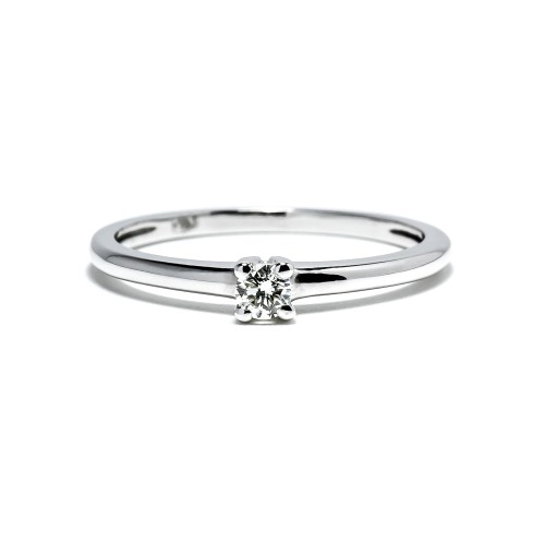 Elegantný prsteň z bieleho zlata s diamantom 0.10 ct
