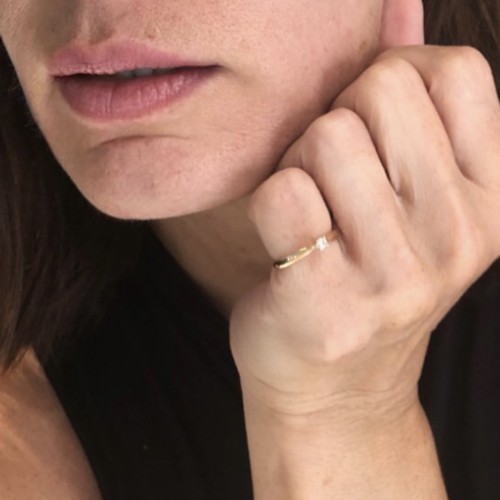 Zásnubný diamantový prsteň z ružového zlata 0.10 ct