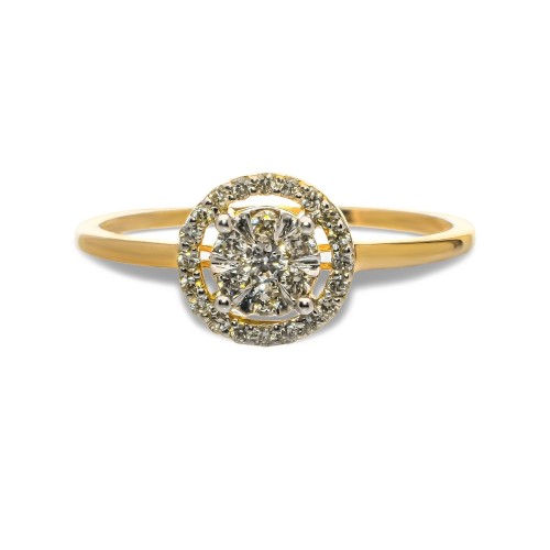 Zásnubný prsteň zo žltého zlata s diamantami 0.21 ct