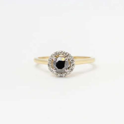 Zlatý prsteň s čiernym diamantom 0.54 ct